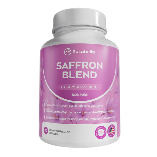 Rosabella Saffron Blend Supplement for Men & Women – Saffron, B6, Magnesium & Herbal Extract Capsules – Supports Mood, Focus & Clarity – Non-GMO, Gluten-Free – 60 Capsules – 30-Day Supply