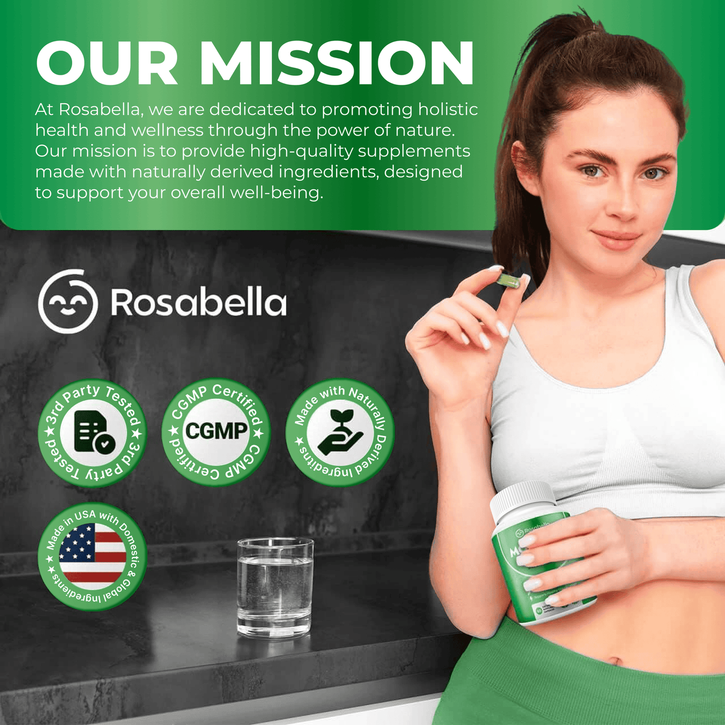 Rosabella Moringa Capsules - Pure Moringa Powder, Energy, Skin, Immune & Gut Health Superfood, Rich in Antioxidants, Essential Vitamins & Amino Acids, Natural Green Superfood Supplement - 60 Count
